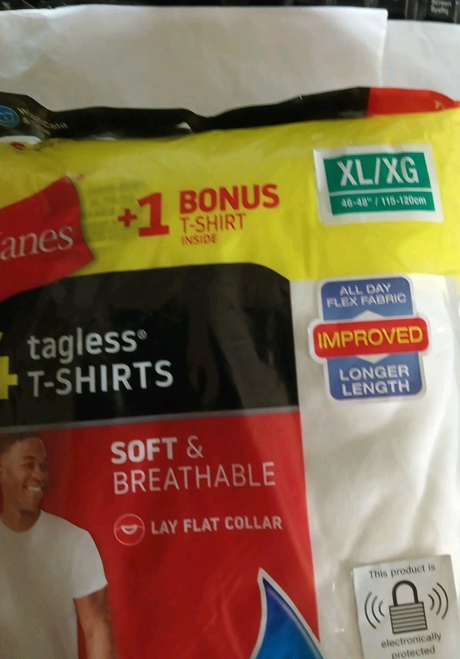 Hanes Men’s Tagless Comfortsoft Crewneck TShirt-White, SIZE XL/XG, 46″-48″ 4Pack
