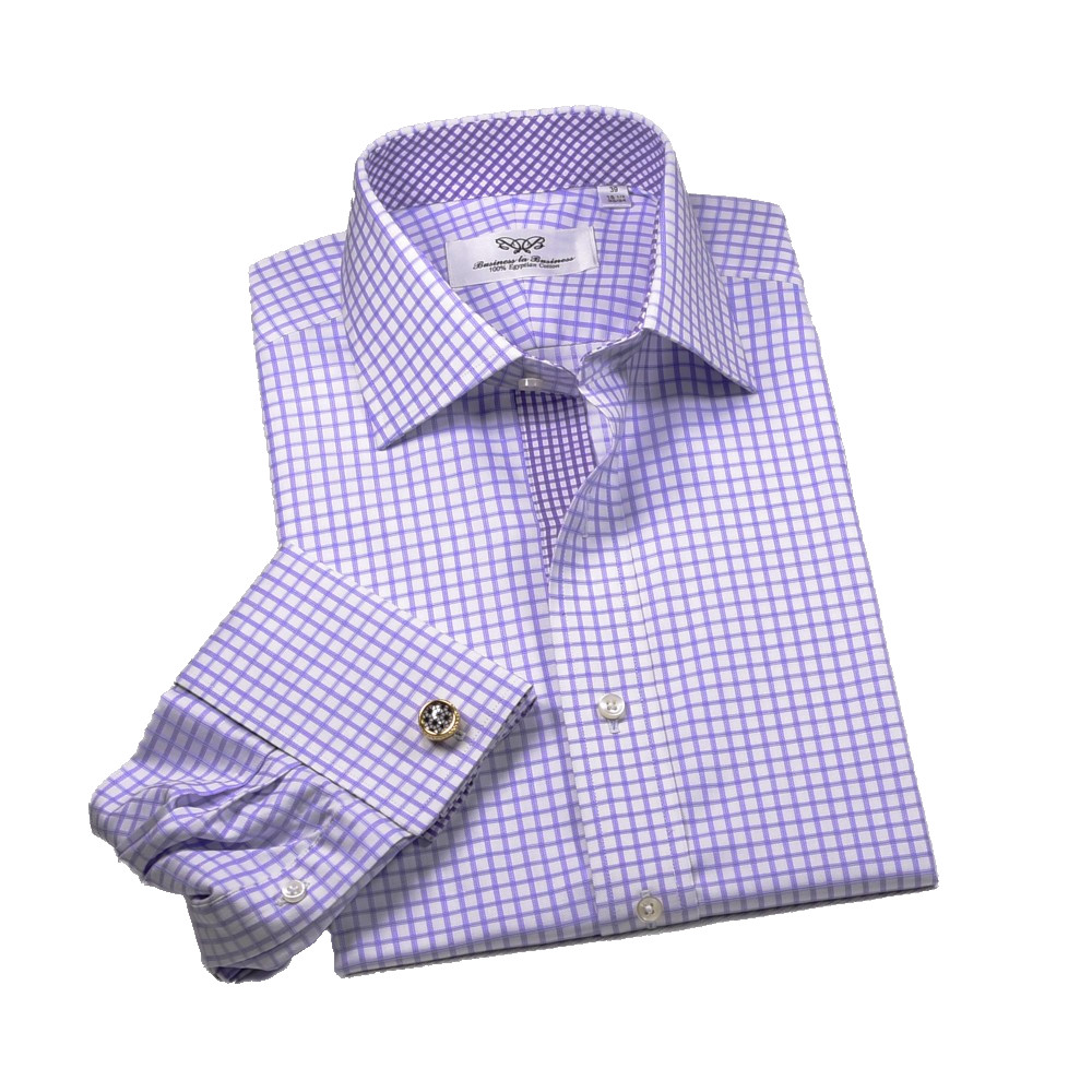 Purple Check Inner Lining fashion Formal Business Shirt Checkered Boss Fashion