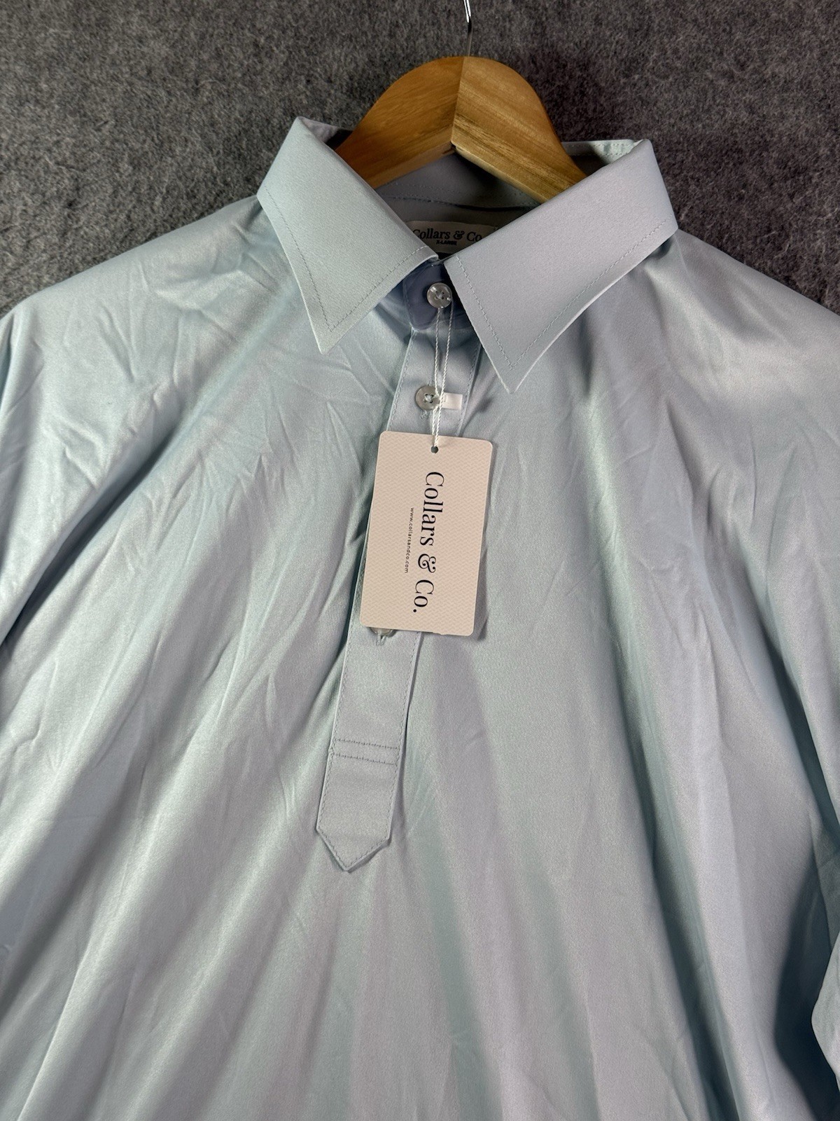 Collars & Co Light Blue Dress Collar Polo Shirt Men’s XL NEW
