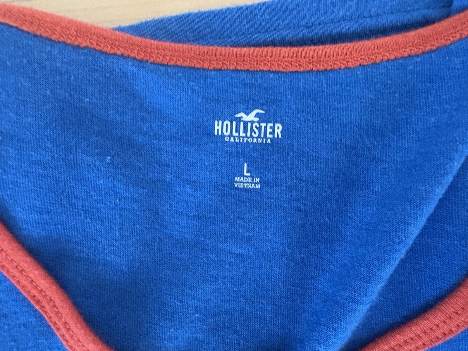 Hollister Blue Cotton Blend Logo Men’s L Scoop Neck Sleeveless Tank T-Shirt