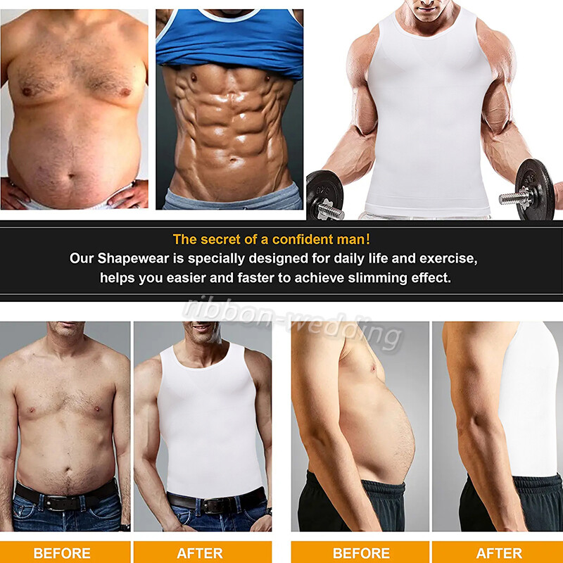 Men Compression Gynecomastia Belly Slimming Waist Trainer Tank Vest Body Shaper