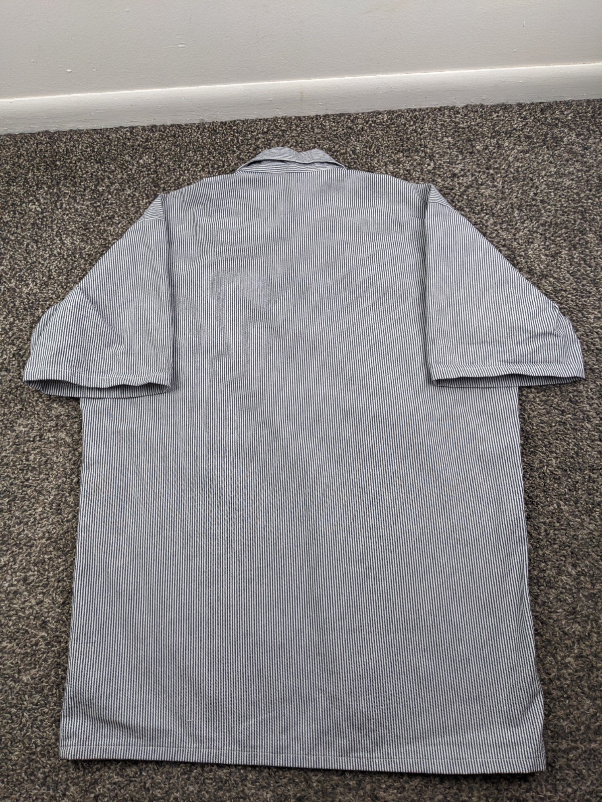 Vintage Ben Davis Shirt Mens Small Blue White 1/4 Zip Collared Work Made in USA