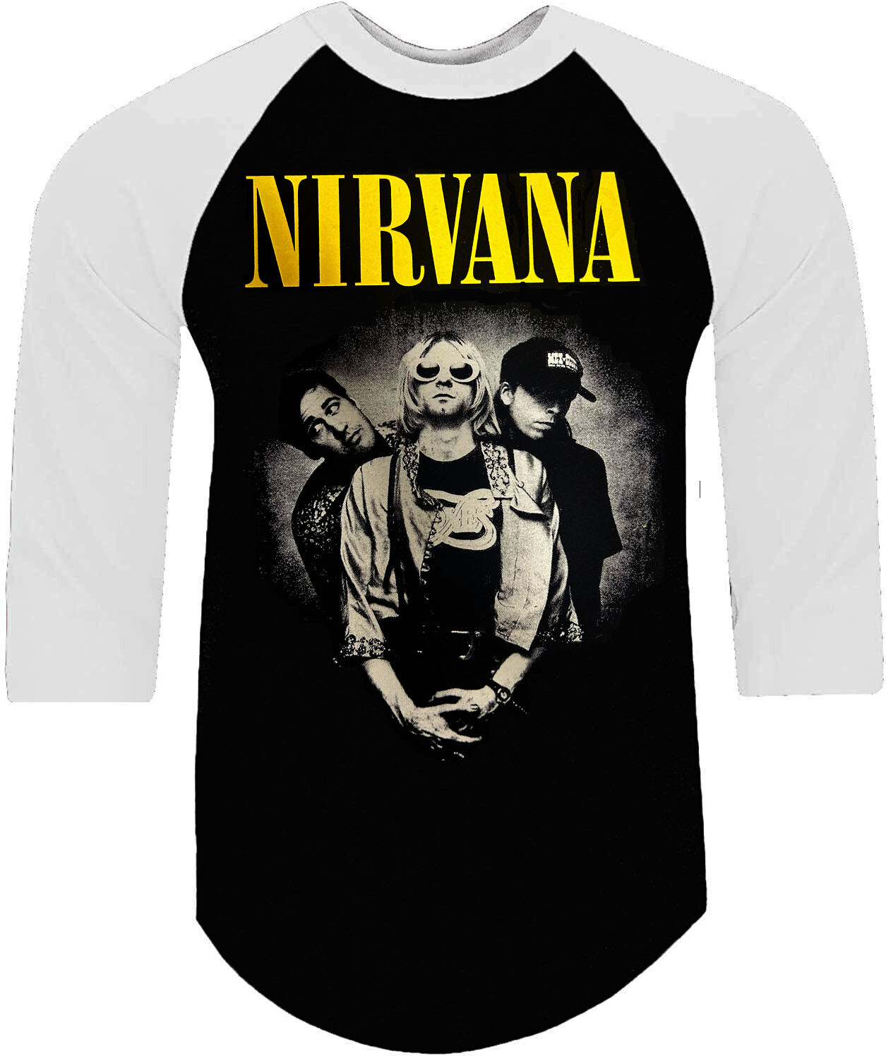 NIRVANA TRIO PUNK ROCK SHIRT RAGLAN 3/4 SLEEVE (Multiple Variations)