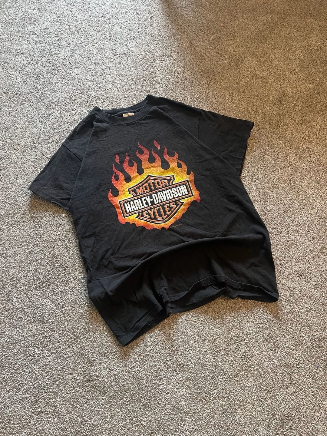Vintage Harley-Davidson Flaming Logo Graphic T-Shirt Delta Pro Weight Size M