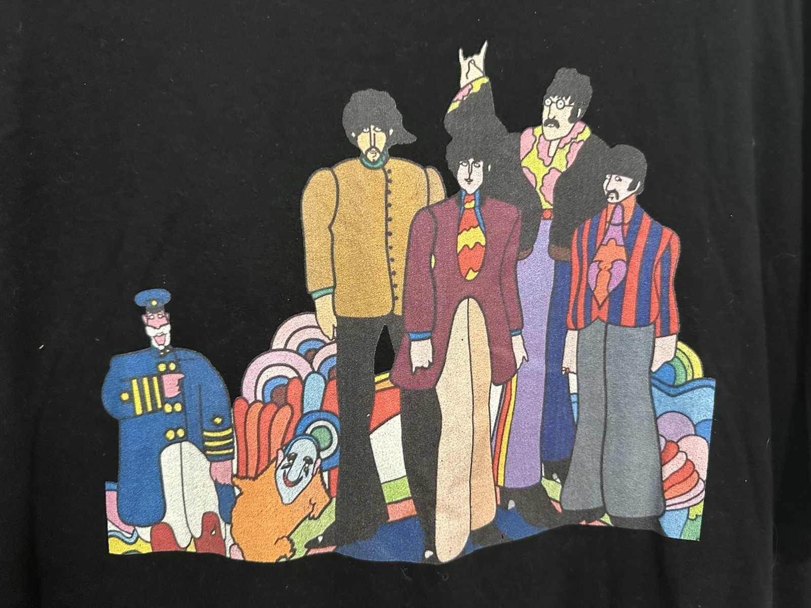 3X the Beatles Black T Shirt Yellow Submarine Design
