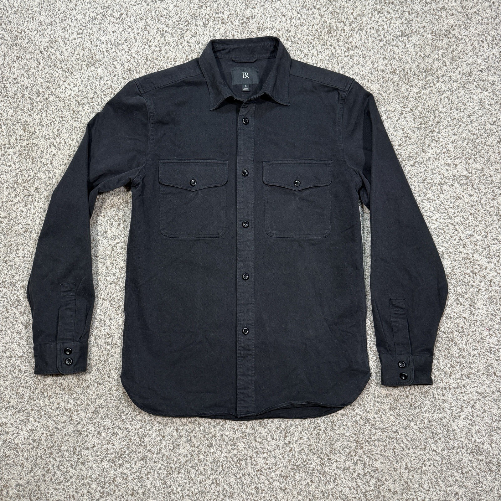Banana Republic Utility Shirt Mens Small Black Cotton Twill Overshirt Shacket