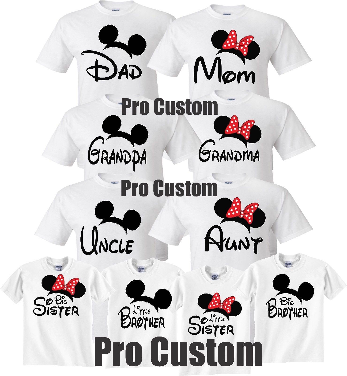Mom Dad Family Mickey Minnie Head Disney Birthday Halloween Christmas T-Shirts