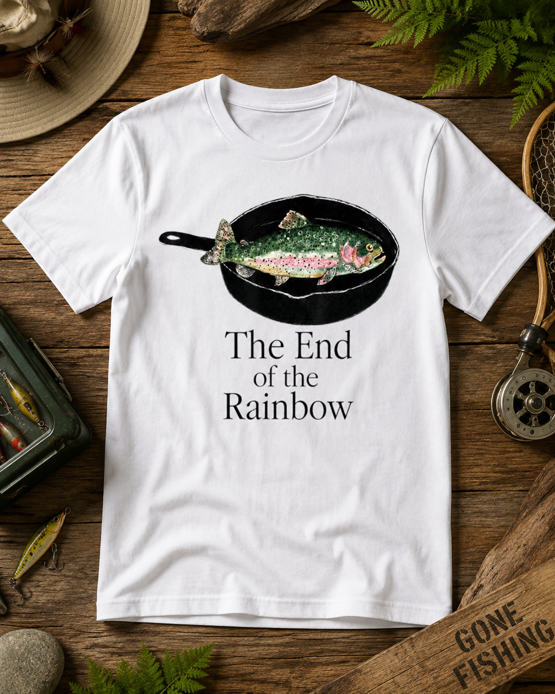 Trout Fishing Funny The End of The Rainbow Graphic T-Shirt