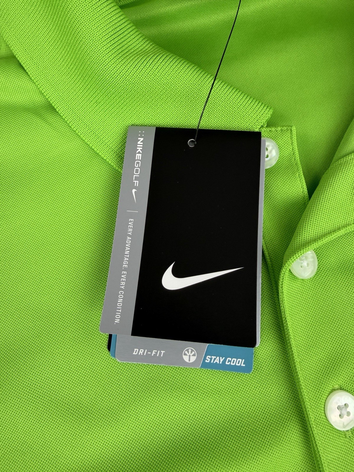 NWT Nike Golf Dri‑FIT Neon Green Polo Seahawks & Bud Light NFL Logo Shirt Sz L
