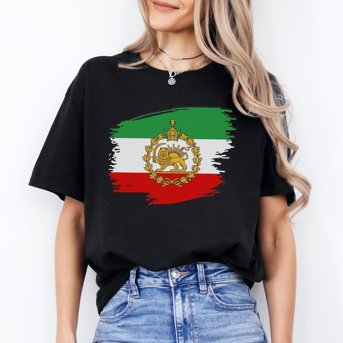 Iran Flag T-Shirt, Persian Lion and Sun Graphic Tee, Shir-o-Khorshid
