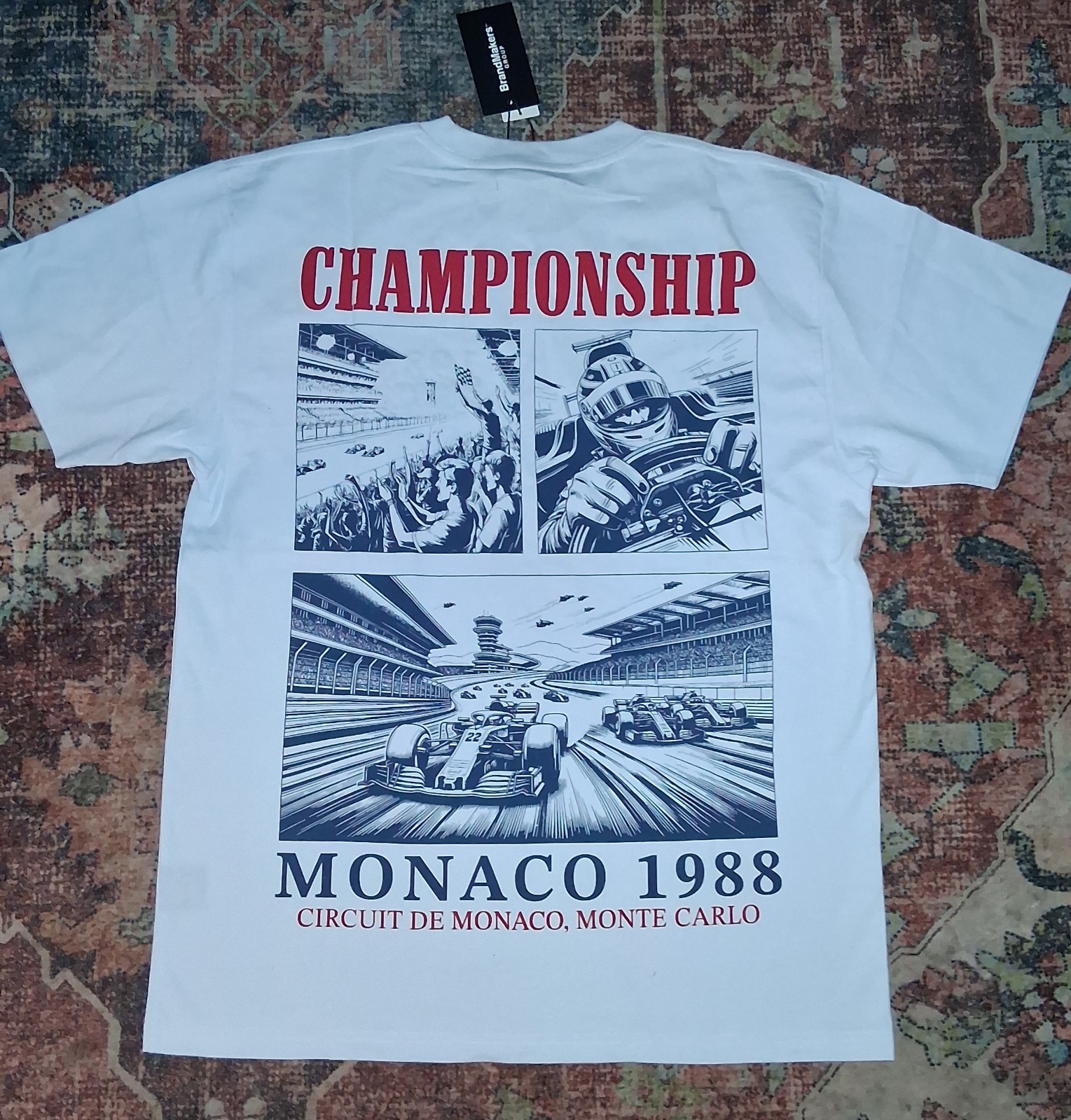 Nwt BrandMakers 1988 Monaco Grand Prix ~ Cars Racing White Size L