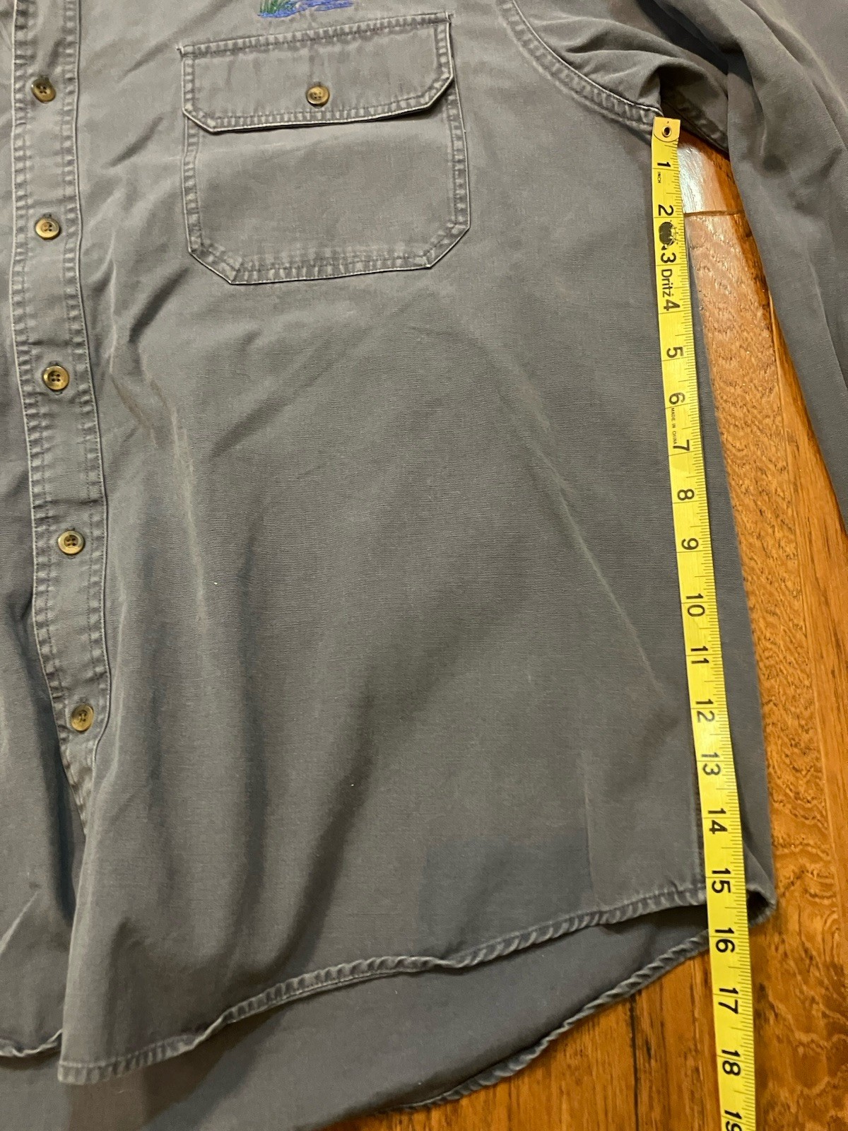 Cabelas Shirt Men XL Gray Canvas Button Up Embroidered Duck Hunting Gorp Outdoor