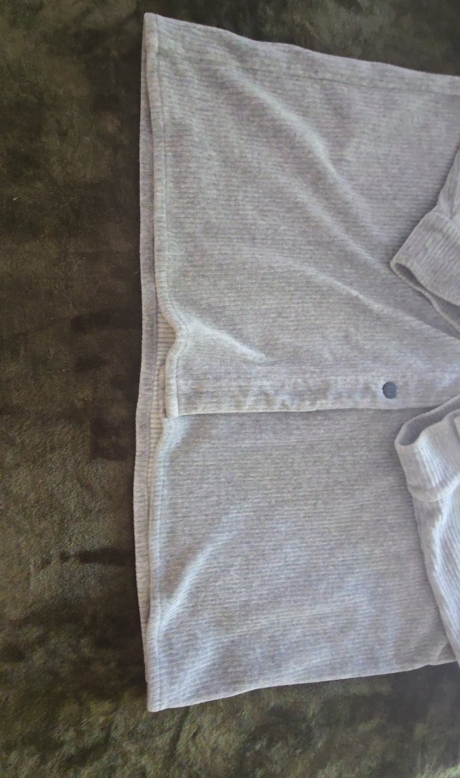 The Kript Grey Ribbed Corduroy Snap Button Shirt Size L