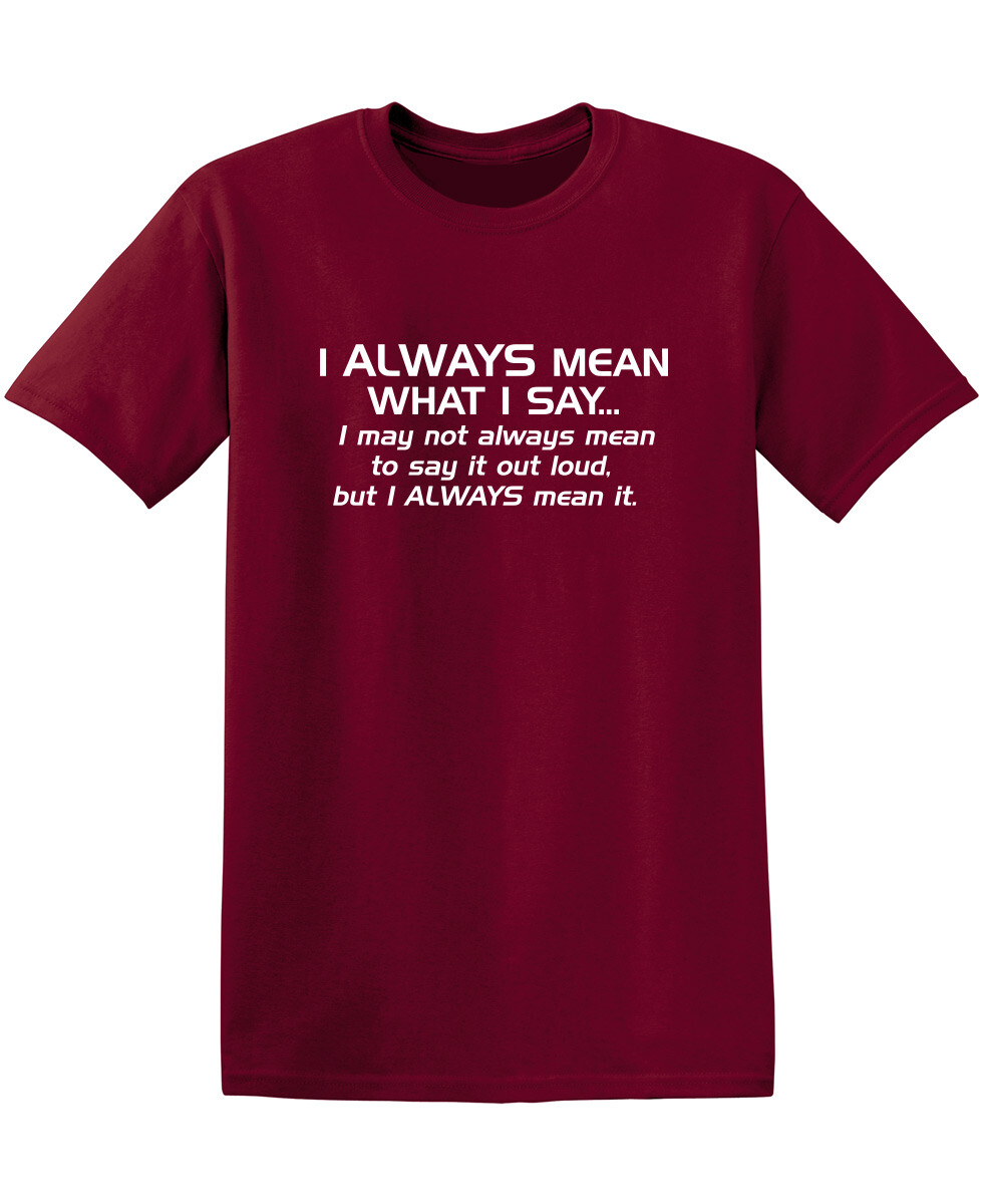 I Always Mean What I Say…I May Sarcastic Humor Graphic Novelty Funny T Shirt