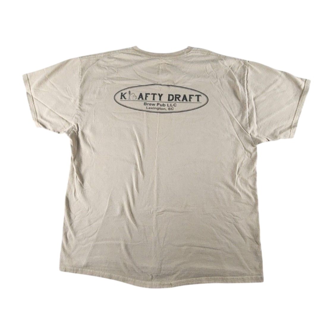 Krafty Draft Brew Pub Shirt Mens XL Beige Hanes Lexington Tagless Graphic Tee