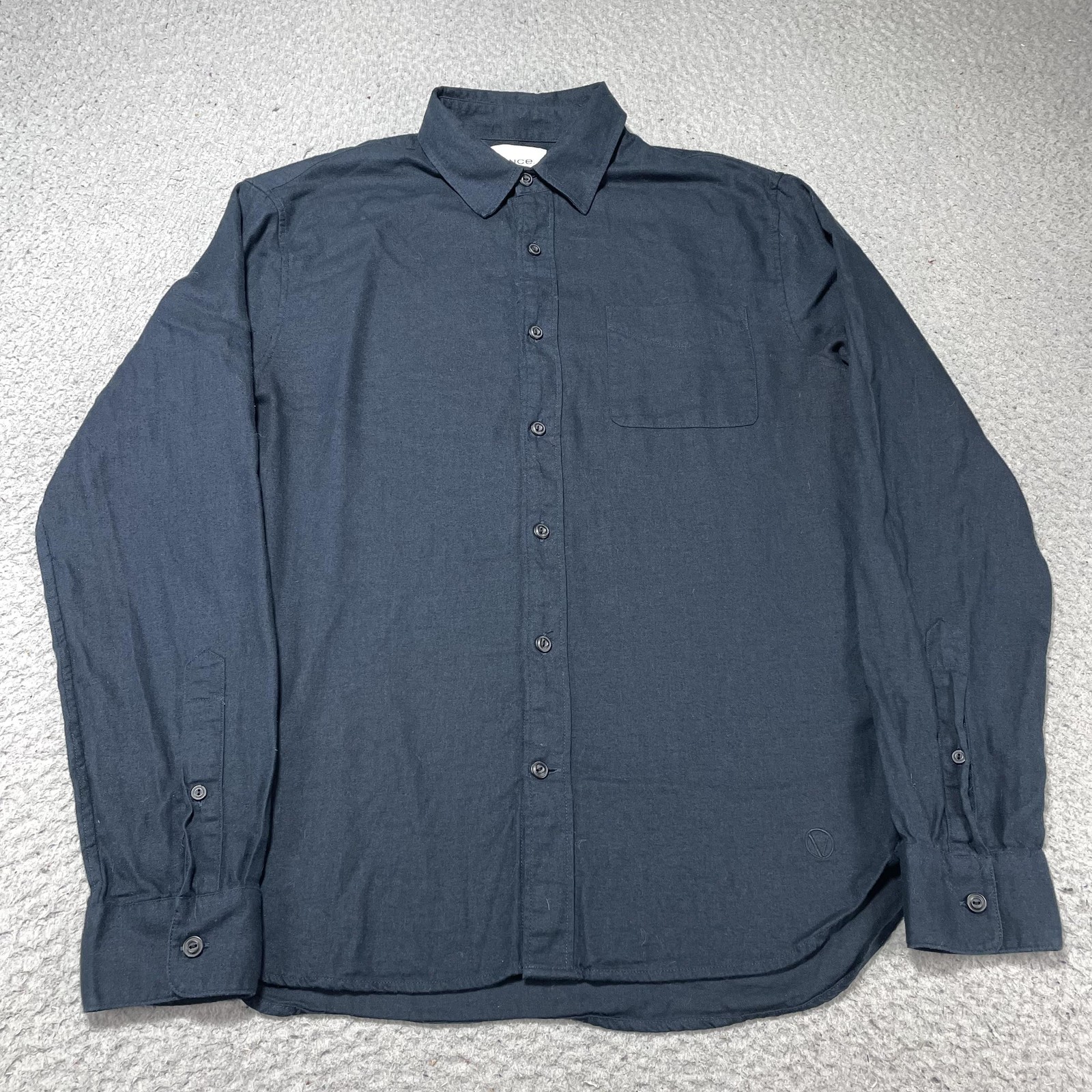 Vince Shirt Mens Small Blue Cotton Wool Blend Long Sleeve Button Up Casual