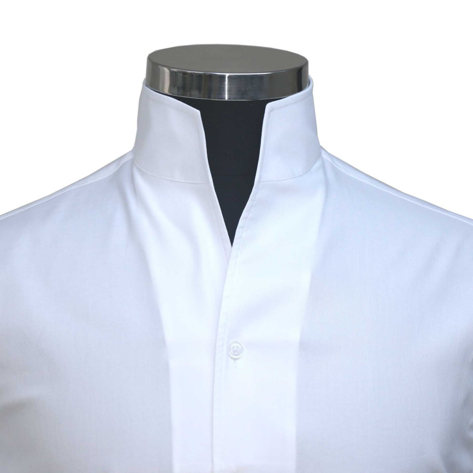 White High Collar 100% Cotton Shirt for Men Tall Open Neck Wedding Grooms Outfit