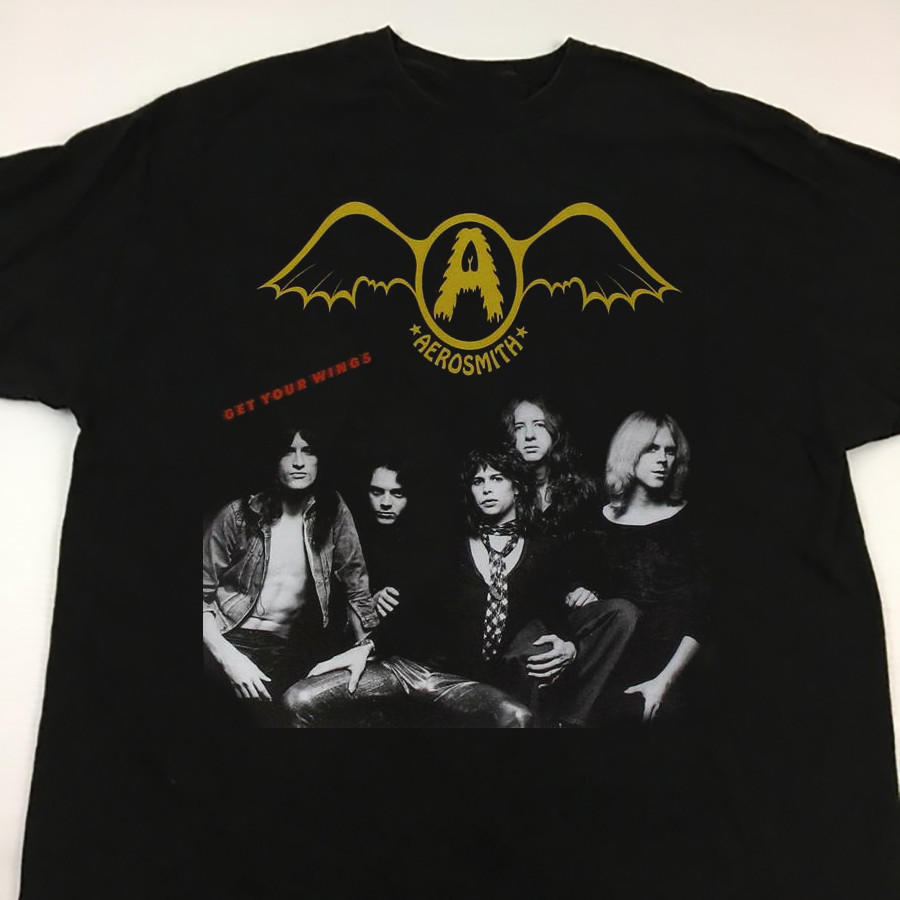 Rare AEROSMITH Get Your Wings S-234XL Unisex black Shirt E568