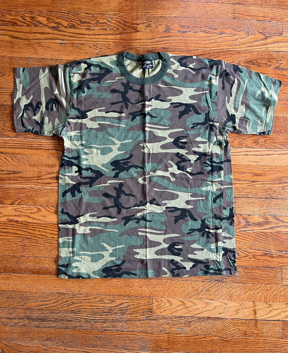 VTG Rothco Men Woodland Camo Short Sleeve Tactical Military T-Shirt XXL USA MADE