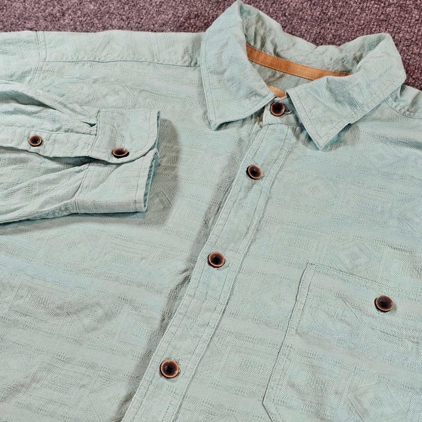 Territory Ahead Mens XL Seafoam Green Textured Cotton Button Down Shirt 143210