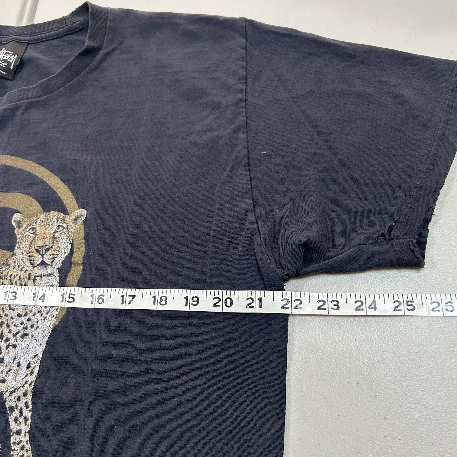 y2k Stussy Leopard Cheetah Graphic Shirt Men’s Size Large Streetwear Double S