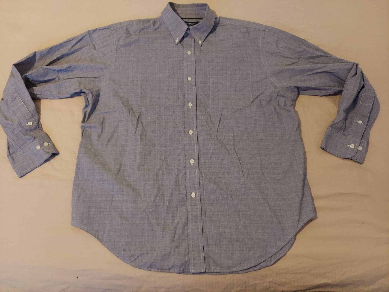 Mens Polo Ralph Lauren Dress Shirt 17 34 35 Gray Button Cottton
