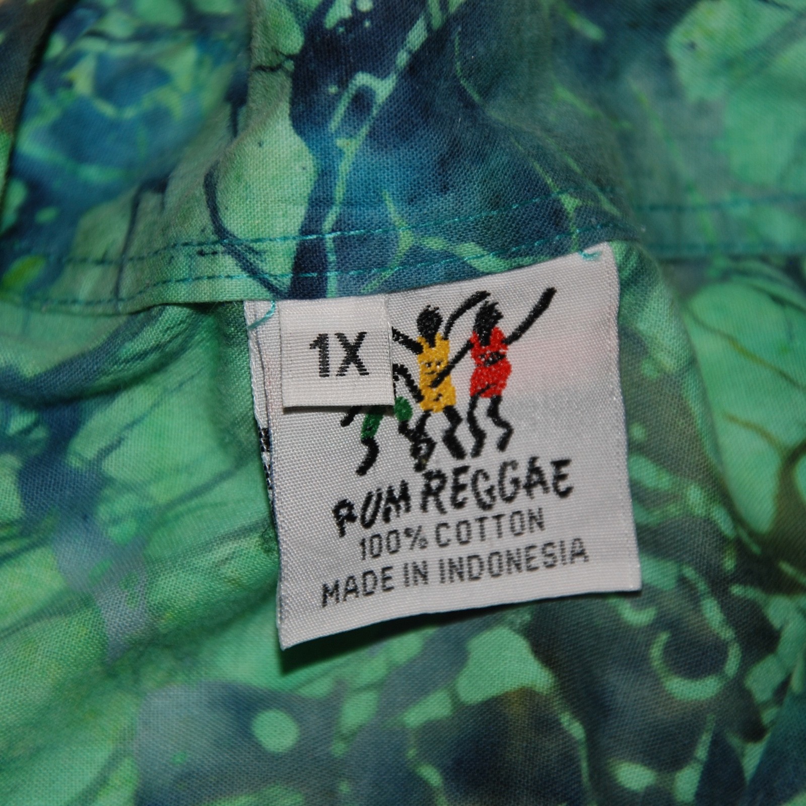 Rum Reggae Men’s 1X Sea Turtle Hawaiian Shirt Batik Green Turtles 100% Cotton