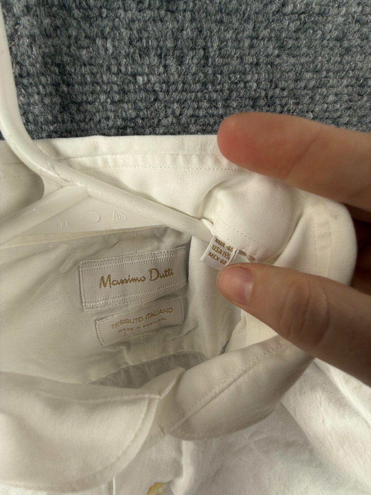 Massimo Dutti Button Up Shirt Long Sleeve Cotton Designer White 15.75 (40) Woven
