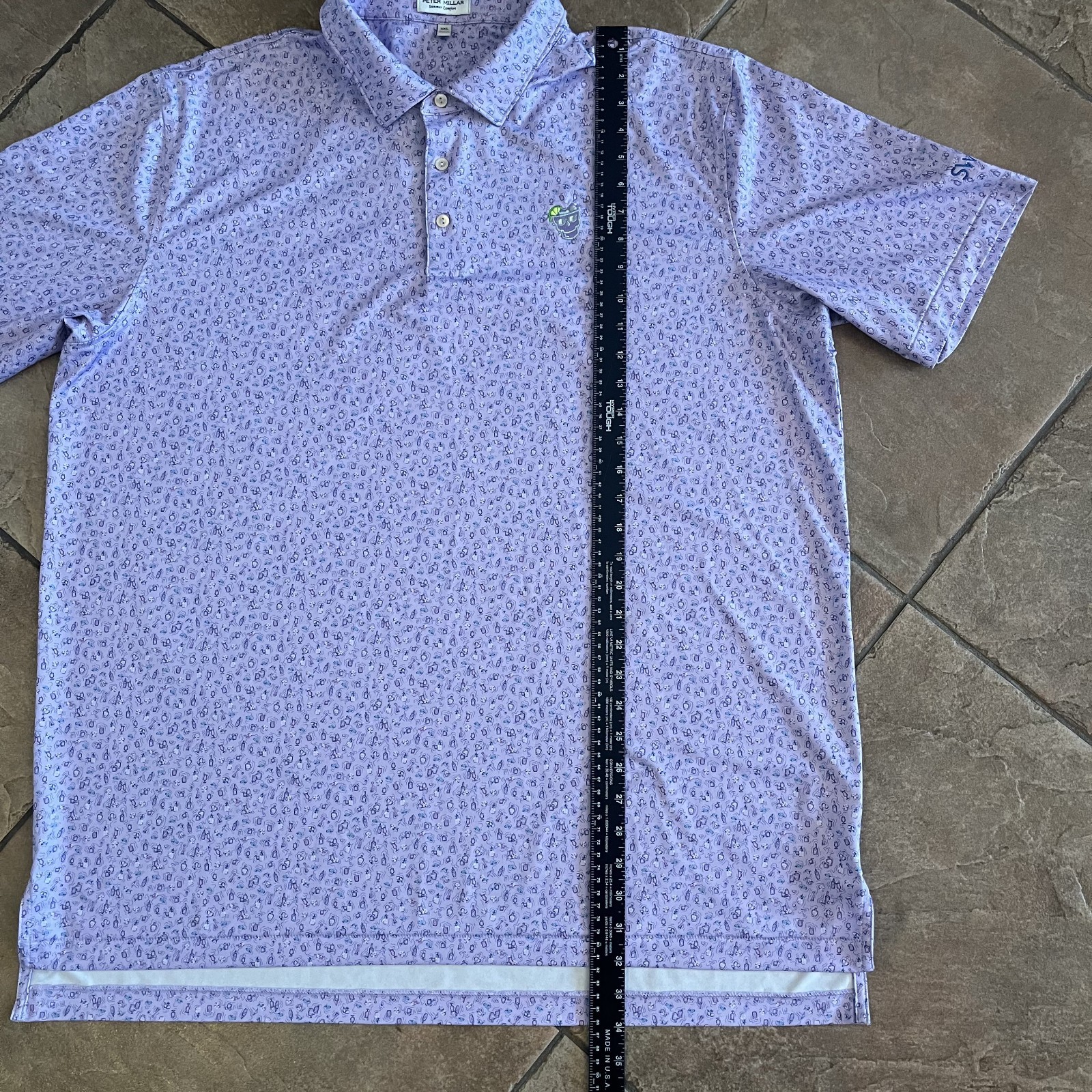 Peter Millar Summer Comfort SWAG Golf Polo Shirt Mens XXL Purple Cocktail Skull