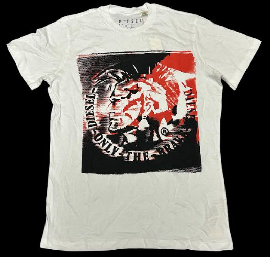 Vintage Y2K $58 DIESEL White MOHICAN Short Sleeve Slim Fit Designer T-shirt NWT