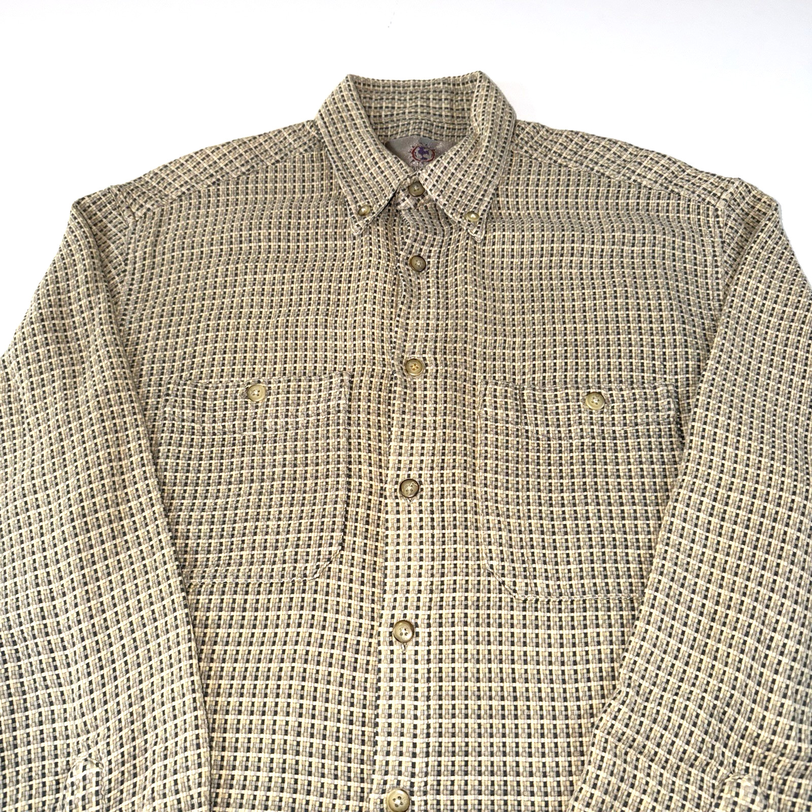 The Territory Ahead Men’s Tan Thick Weave Long Sleeve Button Up Shirt Sz Medium