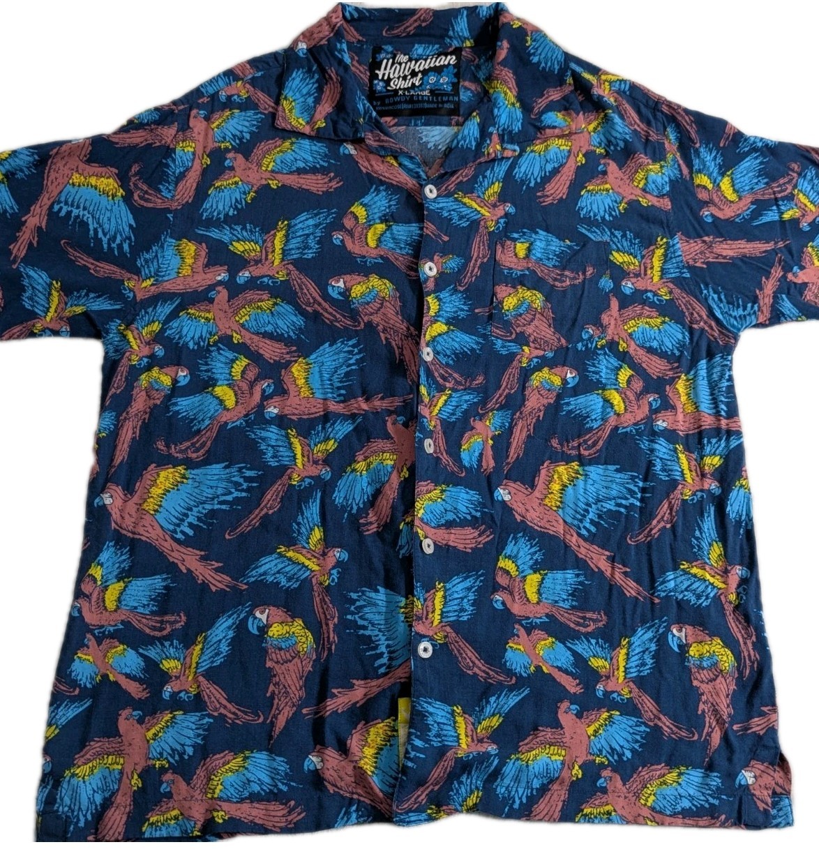 The Hawaiian Shirt By Rowdy Gentlemen Men’s Size XL Parrots AOP 100% Viscose