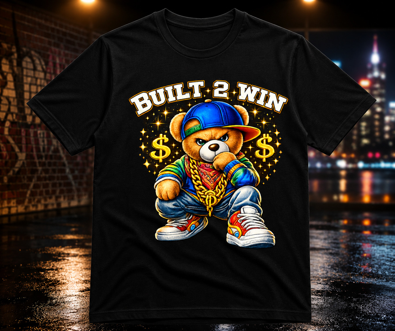 Men Bear Built 2 Win Graphic Tee Shirt Pro Club Shaka Sneaker T Big & Tall Money