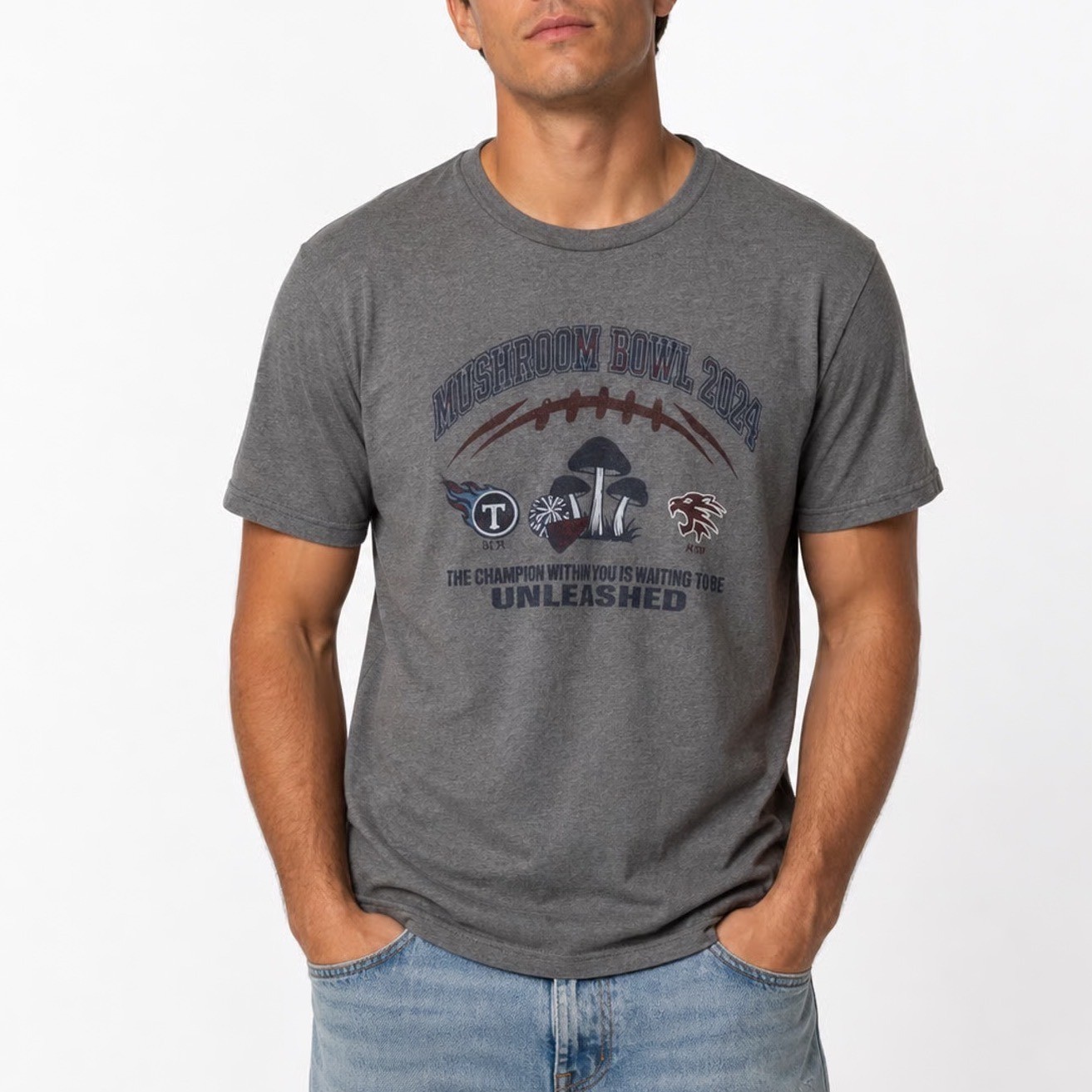 District Perfect Tri Mushroom Bowl 2024 Graphic Tee Heather Grey Small