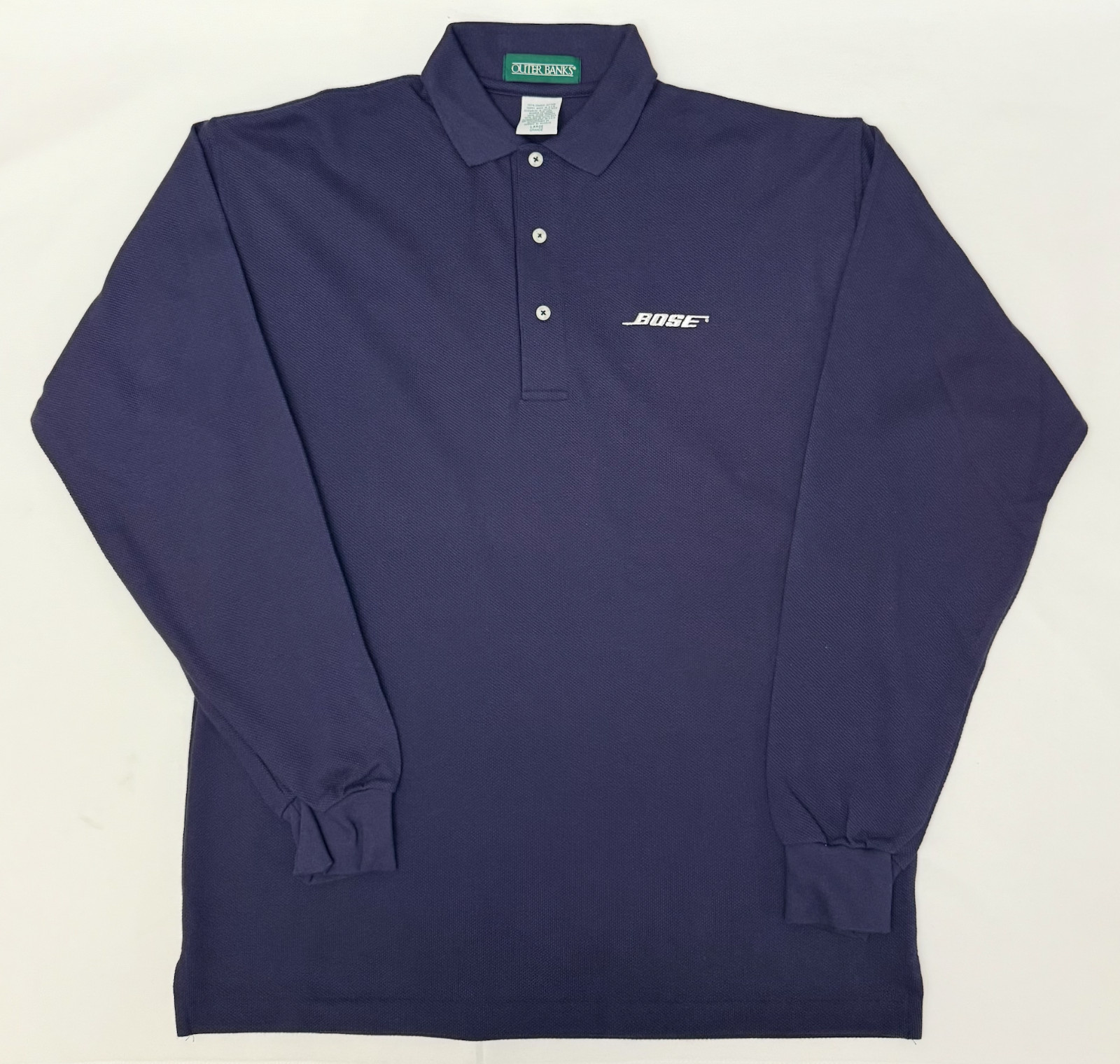 Vintage NWOT Bose Men Long-Sleeve Polo Shirt 100% Combed Cotton Made In USA SZ L