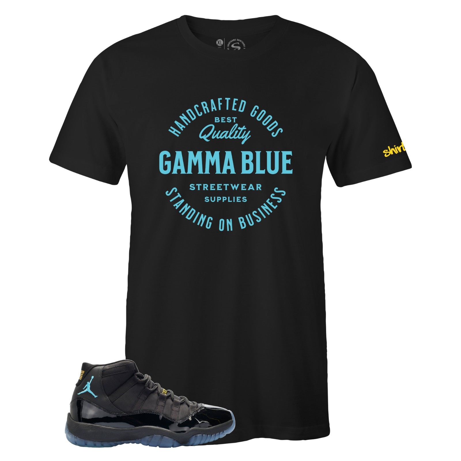 Men’s Black Streetwear Sneaker T-shirt to Match Air Jordan 11 Retro ‘Gamma Blue’