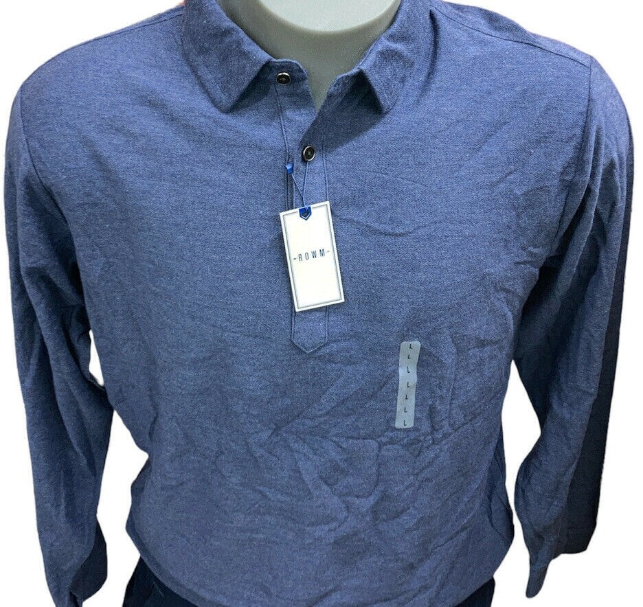 ROWM Navy Heather Long Sleeve Mens Shirt L NWT $49.50