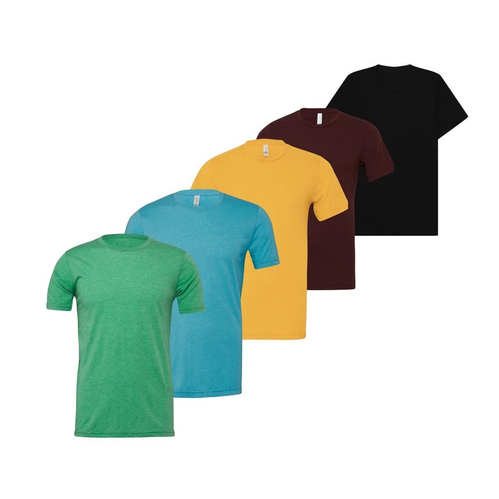 5 Pack Bella Canvas Mens Heather T Shirts Short Sleeve Crew Neck Tees Large C8