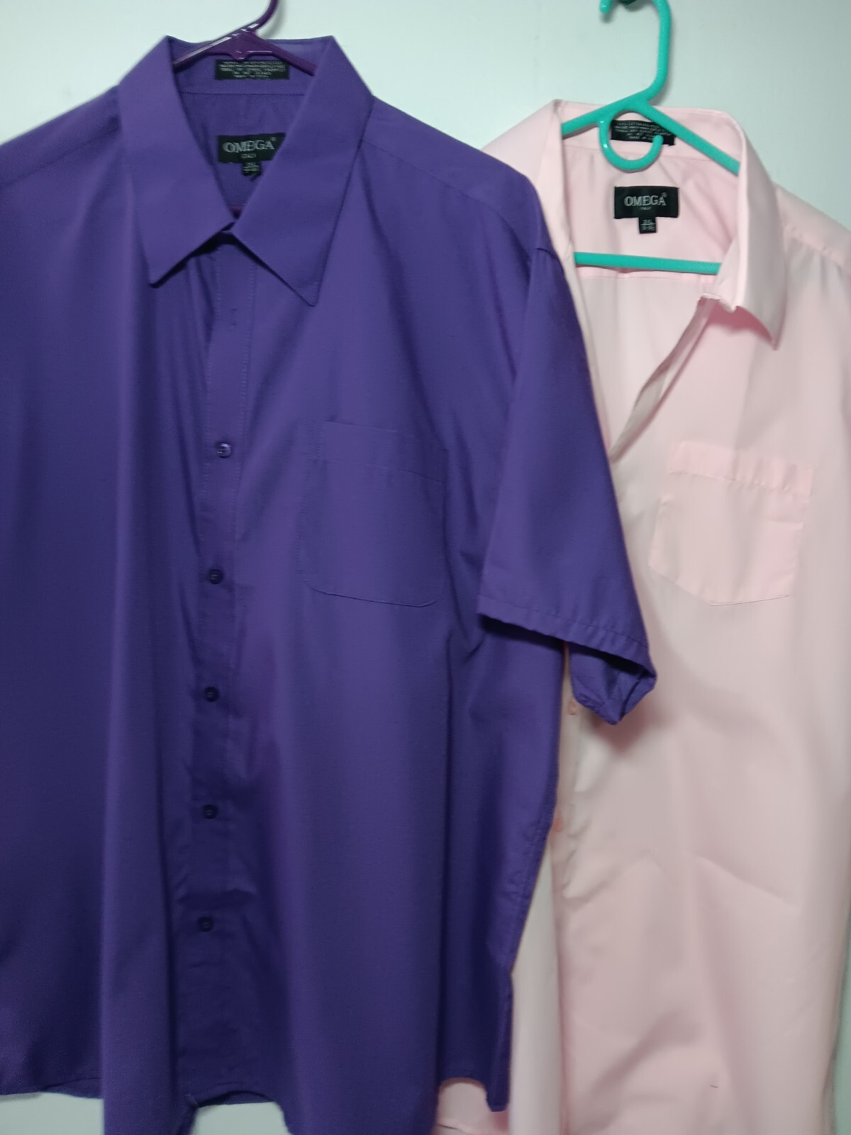 Omega Italy Men’s Premium Classic Button Down Short Sleeve Shirts Lot of 2