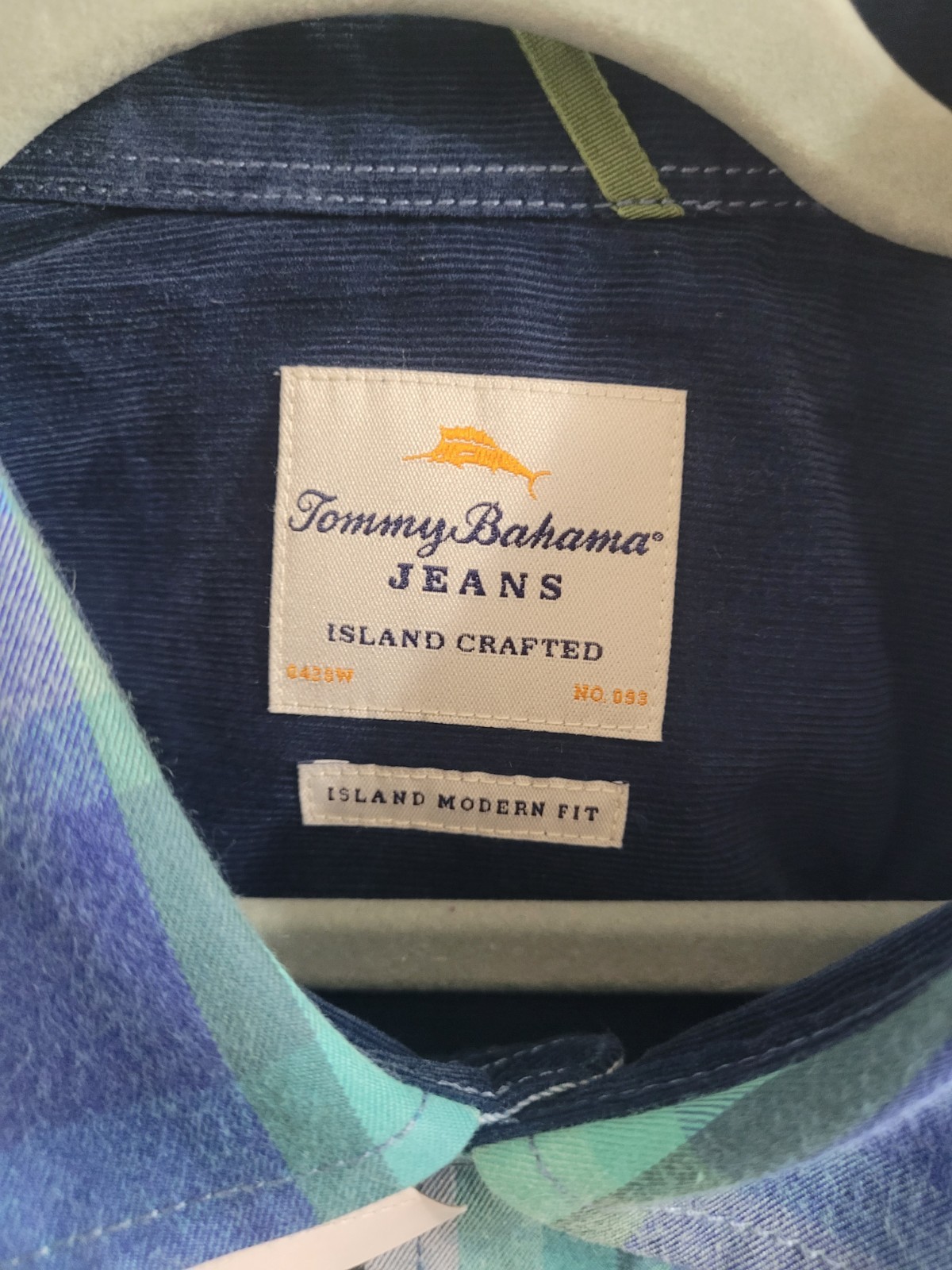NWT Tommy Bahama Jeans Island Crafted Plaid Shirt XL Blue Green Modern Fit