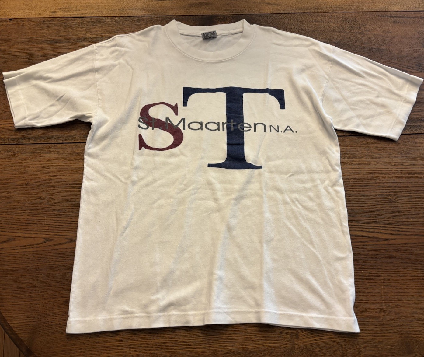 Super T’s Men’s XL White St Maarten N.A. Graphic Logo Crew Neck Short Sleeve Tee