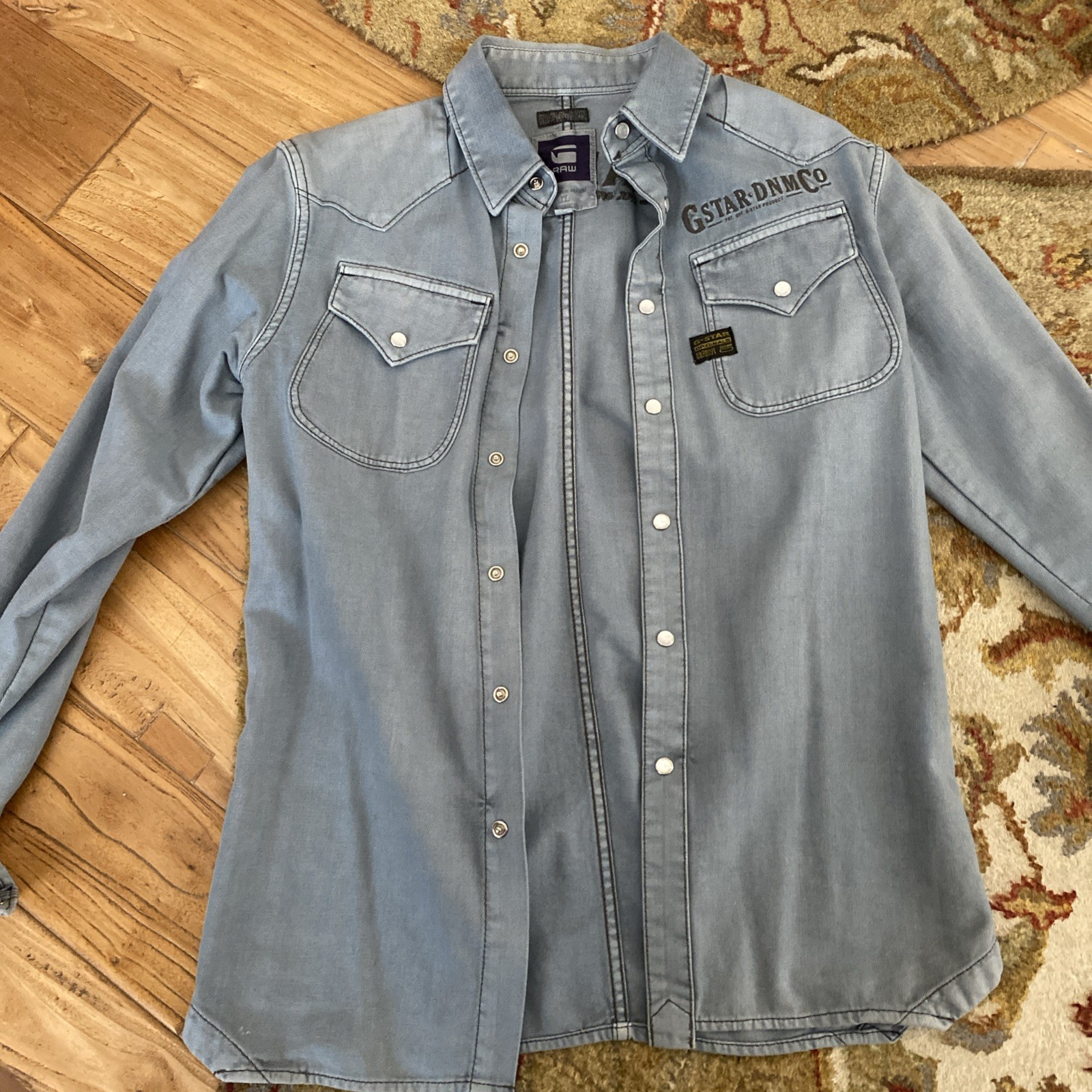 Men G-Star Raw Denim Co Cowboy Diamond Shirt L/S Size small