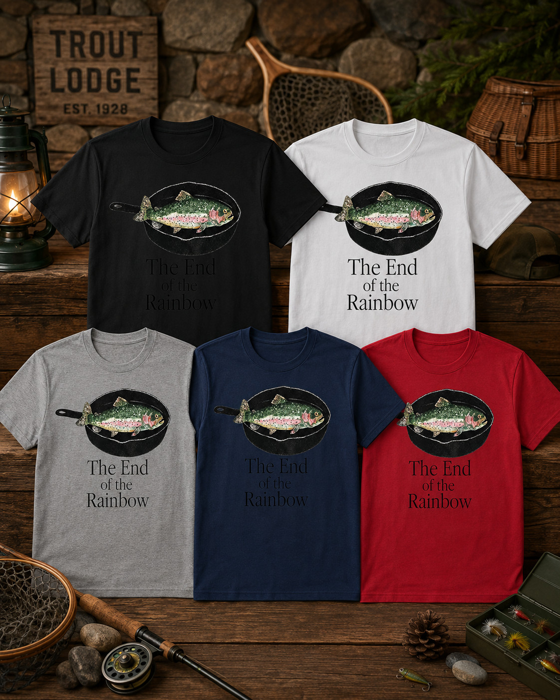 Trout Fishing Funny The End of The Rainbow Graphic T-Shirt