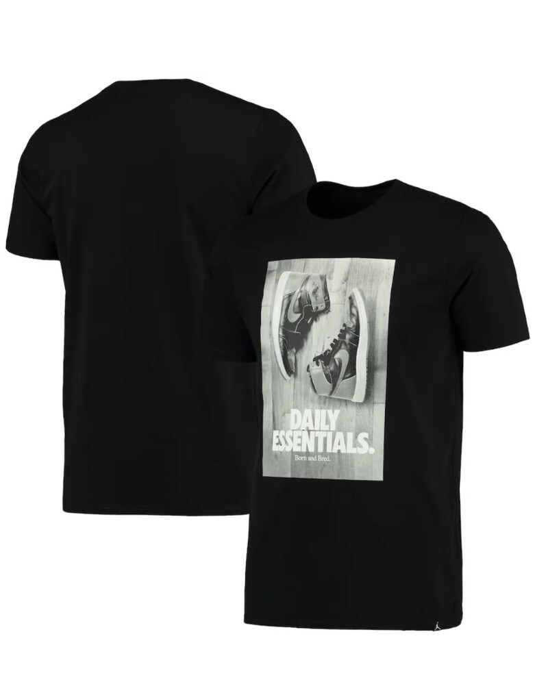 Sz Large Jordan Bred Nike Daily Essentials Sneaker head Men’s Black T-Shirt