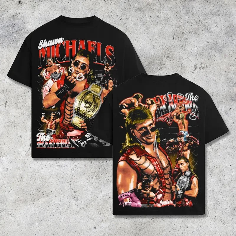 Shawn Michaels HBK WWE Graphic T-Shirt Black, Heartbreak Kid Wrestling Tee, Vint