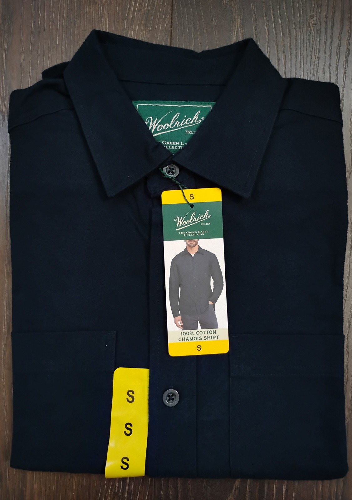 New WOOLRICH Chamois Men’s Navy Blue 100% Cotton Long Sleeve Shirt Size Varies