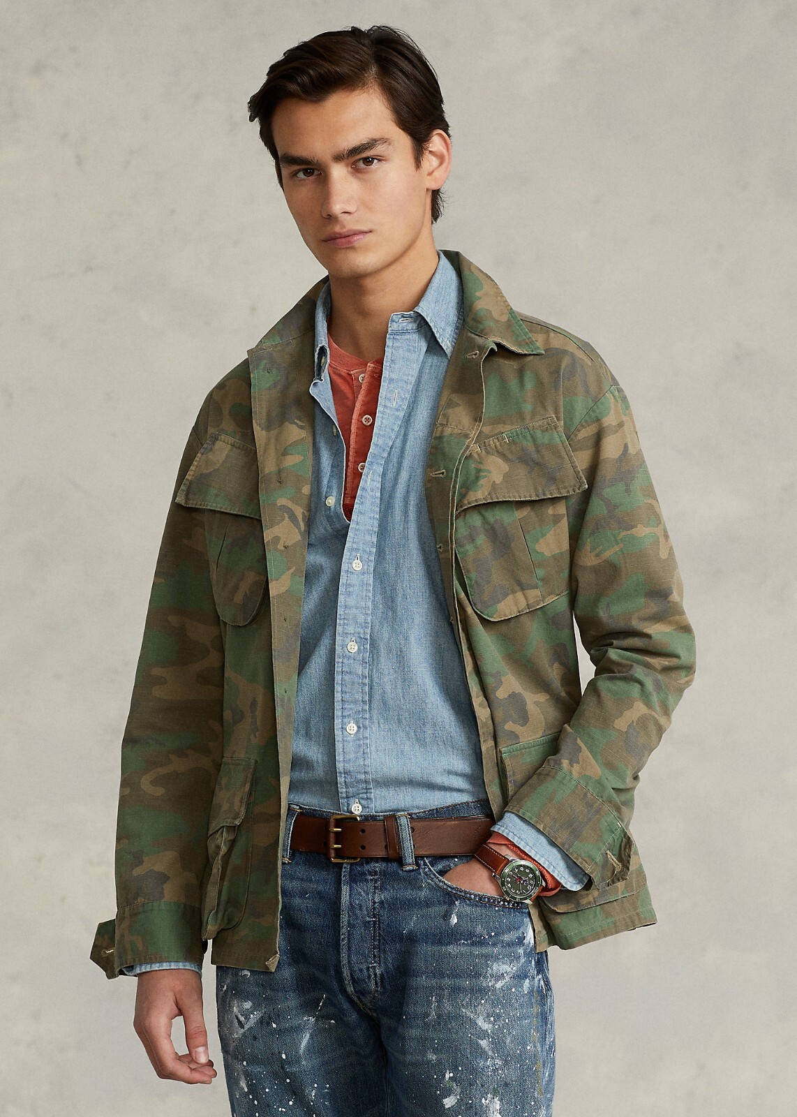 Polo Ralph Lauren Military Army Camo Officer Soldier Camp Overshirt Shirt Jacket