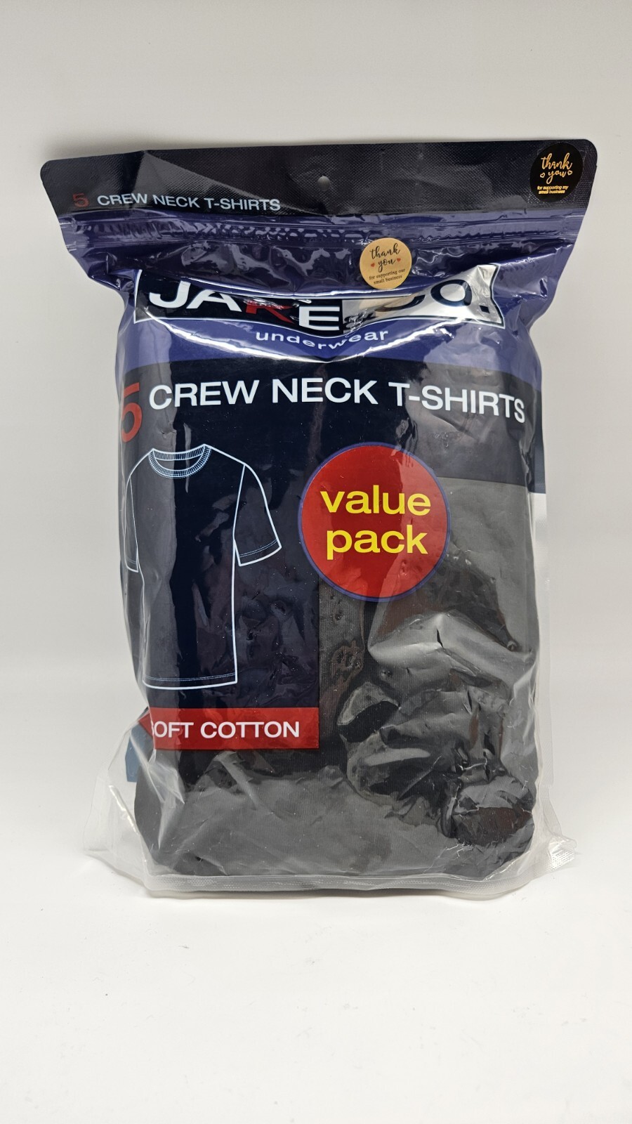 Jake & Co Super Soft Cotton Crew Neck T-Shirts 5 Pack Sizes M L 2XL