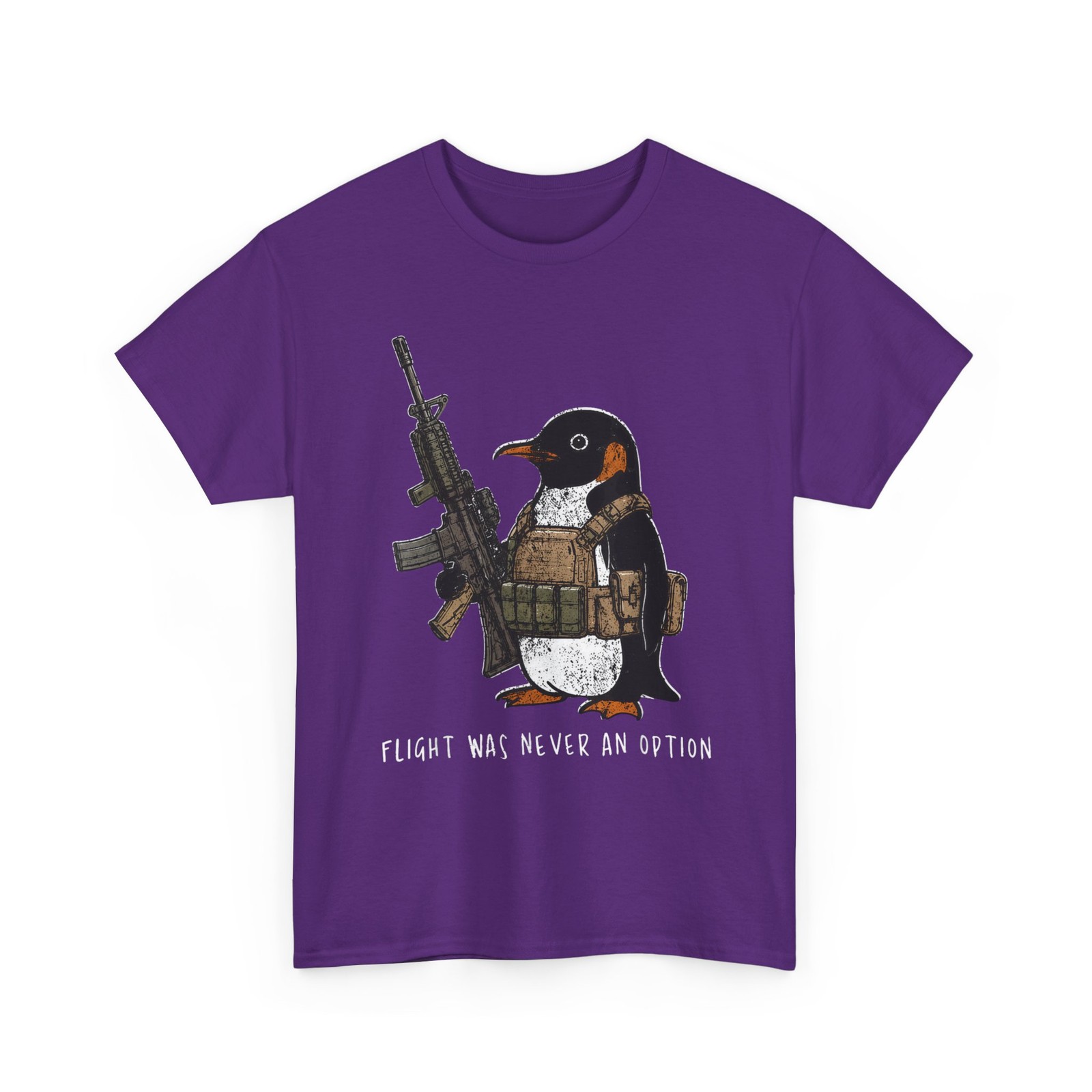 Flight was Never an Option Tactical Penguin Funny Bird Meme T-Shirt