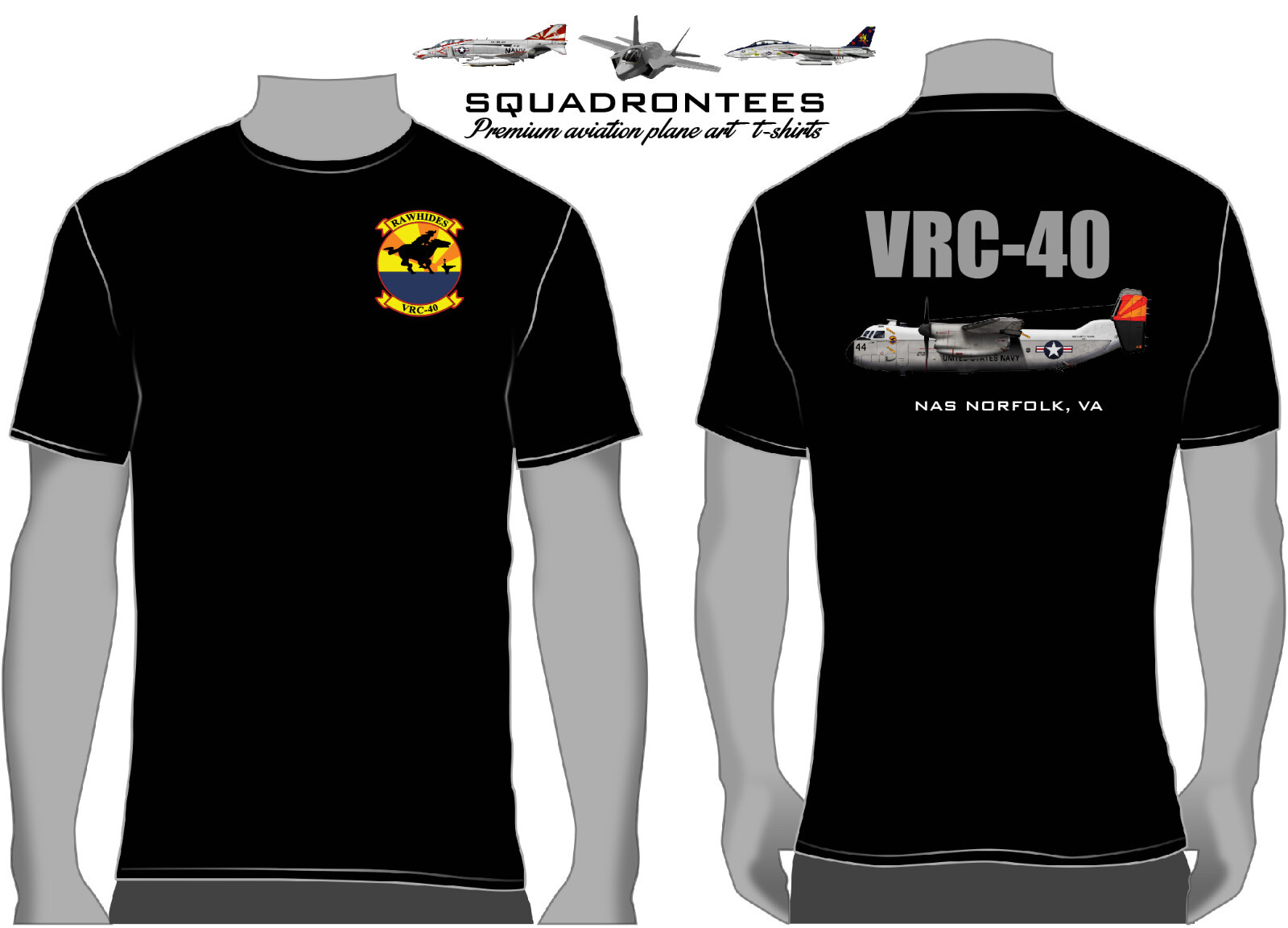 VRC-40 Rawhides C-2A Squadron T-Shirt, USN Licensed T-Shirt